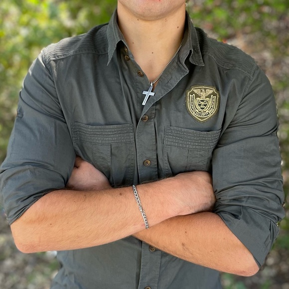 D&G DOLCE GABBANA SOLDIER GREEN ARMY LONG SLEEVE SHIRT M 48 UNIFORM SECURITY GUY - Picture 15 of 15